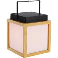 Newgarden Vega LED Tischlaterne Solar und Akku 14 cm Bambus Beige