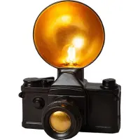 Lucide Nostalgische Tischlampe Extravaganza Camera Schwarz mit Gold