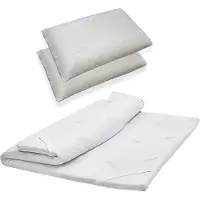 Dmora Doppelbett Topper Dmarino, Auflagenset mit Kissen, Memory Foam Topper, hypoallergener und atmungsaktiver Topper, 100 % Italy, 160x190h5 cm