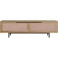 En.casa TV Schrank ’Kvænangen’ mit 2 Türen 160 x 36 x 45 cm Eichen- und Rattanoptik