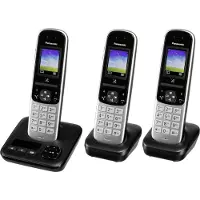 Panasonic KX-TGH723, DECT-Telefon, Kabelloses Mobilteil, Freisprecheinrichtung, 200 Eintragungen, Anrufer-Identifikation, Schwarz