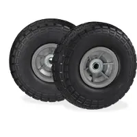 Relaxdays 2x Sackkarrenrad, pannensichere Vollgummireifen, 4.1/3.5-4", 16 mm Achse, bis 150 kg, 260x85 mm, schwarz-grau