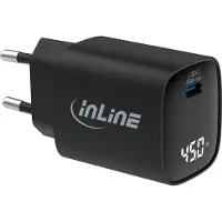 InLine USB PD Netzteil, GaN Ladegerät, 1-Port, USB-C, 45W, mit Display, Drinnen, AC, 20 V, Schwarz