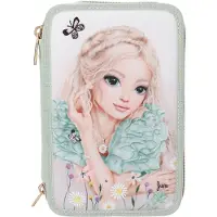 TOPModel Buntstift "3-Fach Federtasche mit Stickerei SUMMER FEELING inkl. Stifte TOPModel 7,5 x 13 x 20 cm grün"