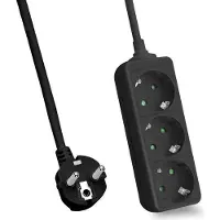 Helos Steckdosenleiste CLASSIC, 3-fach, schwarz, 1,5m, ohne Schalter