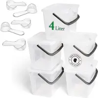Novaliv 5x Waschmittelbox mit Deckel 4 Liter Transparent und Dosierlöffel 23,5 x 18 x 18,5 cm Waschp