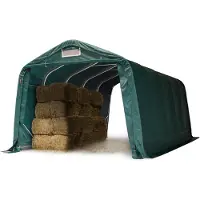 TOOLPORT Robuster Weideunterstand 3,3x6 m wetterfeste PVC Plane 800N Unterstand für Betonuntergrund, grün