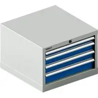 Schäfer Shop Pure Schubladenschrank 27-27, 4 Schübe, bis 75 kg, B 564 x T 572 x H 400 mm, enzianblau/lichtgrau