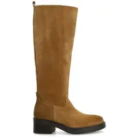 Manfield Beigefarbene Veloursleder-Stiefel | Größe 38
