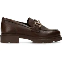 Manfield Dunkelbraune Leder-Loafer mit goldfarbener Kette | Größe 43