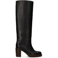Manfield Schwarze Lederstiefel mit Absatz | Größe 36