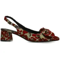 Manfield Bordeauxrote Slingbacks mit Leoprint und Schleife | Größe 41