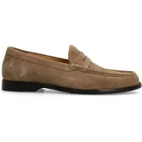 Manfield Taupefarbene Veloursleder-Loafer | Größe 43