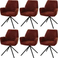 Mendler 6er-Set Esszimmerstuhl MCW-G67, Küchenstuhl Stuhl mit Armlehne, drehbar Auto-Position, Chenille MVG rostrot