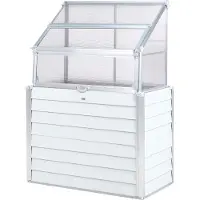 Beliani Mini-Gewächshaus Cremeweiß Aluminium u. Polycarbonat 4 mm Erhöht 62x120x166 cm mit Stauraum Wasserablauf UV-Schutz für Balkon Terrasse Garten