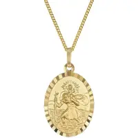 Trendor 28960 Christophorus Anhänger Gold 333/8K Mit Vergoldeter Silberkette