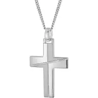 Trendor 28408 Herren-Halskette Mit Kreuz 925 Silber Rhodiniert