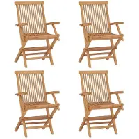vidaXL Möbel Gartenstühle mit Beige Kissen 4 Stk. Massivholz Teak - Gartenstühle 3065635