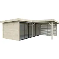 Palmako Pavillon »Lenna«, Aufstellmaße BxTxH: 628 x 628 x 245 cm, unbehandelt, Holz - braun