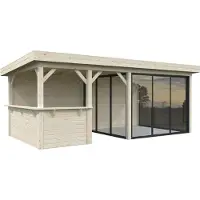 Palmako Pavillon Lenna Slide Plus 16,6 m² Set 708 588 x 300 cm natur