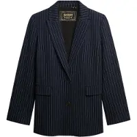 Superdry für Damen. W5012032A Americana Pinstripe Boyfriend Marineblau (XL), Lässig, Klassisch, Polyester