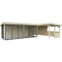 Palmako Pavillon »Lenna«, Aufstellmaße BxTxH: 916 x 628 x 245 cm, unbehandelt, Holz - braun