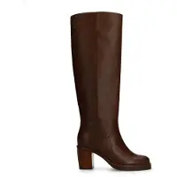 Manfield Dunkelbraune Lederstiefel mit Absatz | Größe 36