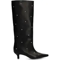 Manfield Schwarze Lederstiefel mit Nieten | Größe 38
