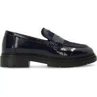 Manfield Dunkelblaue Lackleder-Loafer mit Fell-Details | Größe 40