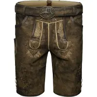 Spieth & Wensky Fassing Trachten Lederhose Kurzhose Antik mit Gürtel , Größe:52/L, Farbe:Holz