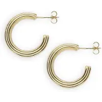 LOTT. gioielli Damen Schmuck Bold Striped Creole S - Goudkleurig - Größe ONESIZE