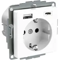 Schneider WDE002174 Steckdose mit USB-Ladegerät Typ A und Typ C / 3,0 A Exxact weiß