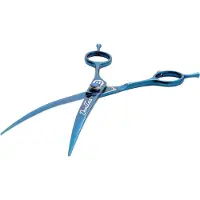 Mikki Doodle Schere, gebogen, 19 cm, mit halb konvexer Schneidklinge und ergonomischem Design
