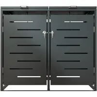 Juskys Mülltonnenbox Arel 2er - Metall Gartenbox - Anthrazit