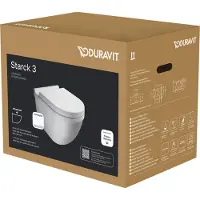 Duravit DU Wand-WC Set Starck 3, rimless, Weiß Tiefspüler, Durafix u.WC-Sitz m.Absenk.