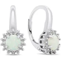 Brilio Silver - Beautiful silver earrings with zircons and opals EA382W