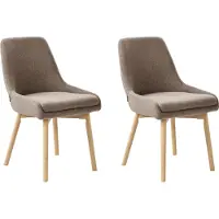Beliani Esszimmerstuhl 2er Set Braun Stoffbezug Dicke Sitzkissen Helle Holzbeine Ohne Armlehnen Modern Wohnzimmer Küche Wohnküche Polsterstuhl