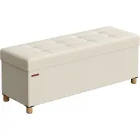 Songmics Klappbarer Sitzhocker mit Stauraum 38 x 110 x 40 cm cremeweiß LSF018W11