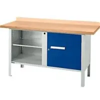 Schäfer Shop Kastenwerkbank PWi 150-1, Buche Multiplexplatte, bis 750 kg, B 1500 x T 700 x H 840 mm, Enzianblau