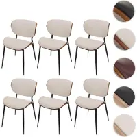 Mendler 6er-Set Esszimmerstuhl HWC-O45, Stuhl, Bugholz Kunstleder 280g/m² Walnuss-Optik, weiß