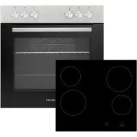 Respekta Backofen Herdset Einbau Kochfeld Glaskeramik rahmenlos 72 L HS2001-26