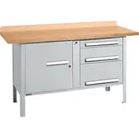 Schäfer Shop Kastenwerkbank PWi 150-7, Buche Multiplexplatte, bis 750 kg, B 1500 x T 700 x H 840 mm, Weißaluminium