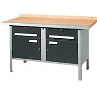 Schäfer Shop Kastenwerkbank PWi 150-0, Buche Multiplexplatte, mit Stahlkante, bis 750 kg, B 1500 x T 700 x H 840 mm, Anthrazit