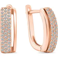 Brilio Silver - Elegant bronze earrings with zircons EA530R