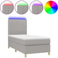 Syfax Boxspringbett mit Matratze & LED Hellgrau 100x200 cm Stoff