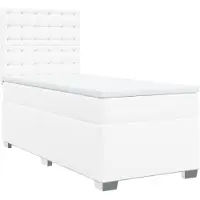 Syfax Boxspringbett mit Matratze Weiß 100x200 cm Kunstleder