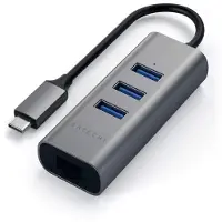 Satechi Type-C 2-in-1 3 Port USB 3.0 Hub & Ethernet Space Grau USB-C