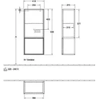 Villeroy & Boch Villeroy und Boch Finion Seitenschrank F540PCPD 41,8x93,6x27cm, links, Regal unten Oak Veneer, Black matt lacquer