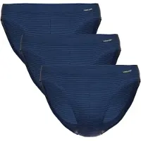 Ammann Herren Slip 3er Pack - Jazz Pants Jeans, Feinripp, Softbund, Ton-in-Ton Streifen, Baumwollmischung Dunkelblau / 2XL