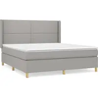 Syfax Boxspringbett mit Matratze Hellgrau 180x200 cm Stoff